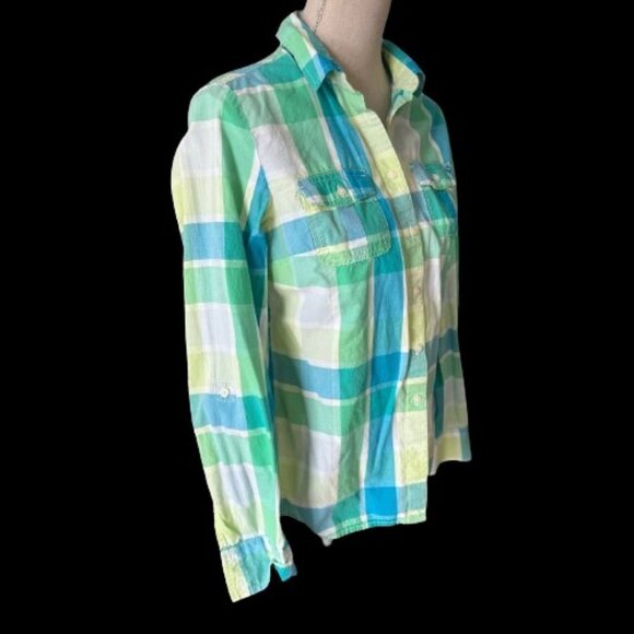 TOMMY HILFIGER Women’s Cotton Plaid Shirt - Size Medium - Picture 7 of 9